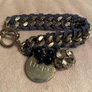 A metal/fabric bracelet